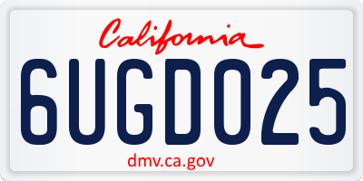 CA license plate 6UGD025