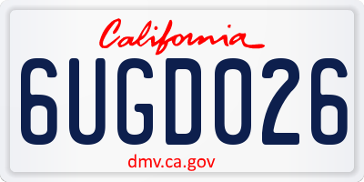CA license plate 6UGD026
