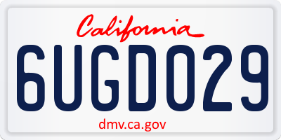 CA license plate 6UGD029