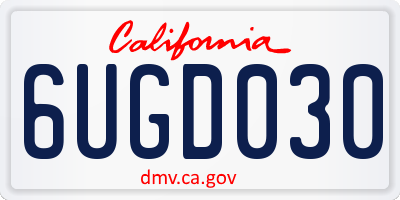 CA license plate 6UGD030