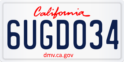 CA license plate 6UGD034