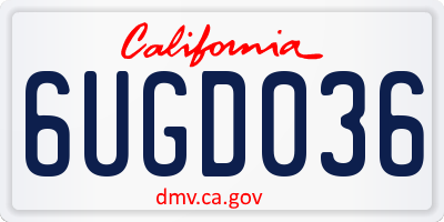 CA license plate 6UGD036