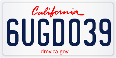 CA license plate 6UGD039