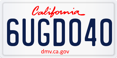 CA license plate 6UGD040