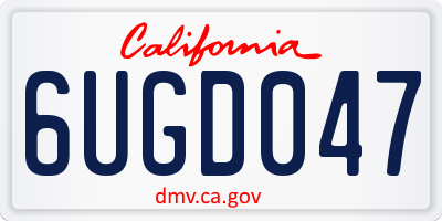 CA license plate 6UGD047