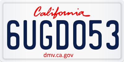 CA license plate 6UGD053
