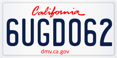 CA license plate 6UGD062
