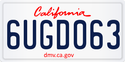 CA license plate 6UGD063