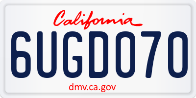CA license plate 6UGD070