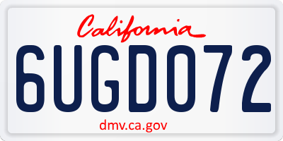 CA license plate 6UGD072