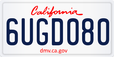 CA license plate 6UGD080