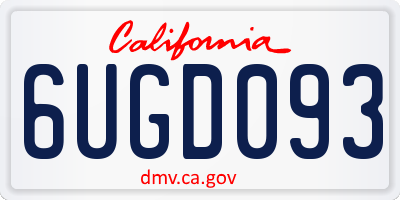 CA license plate 6UGD093