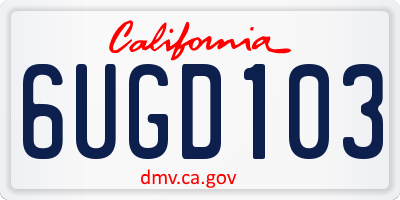 CA license plate 6UGD103