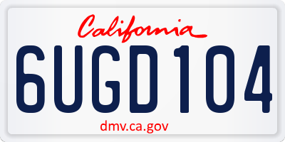 CA license plate 6UGD104