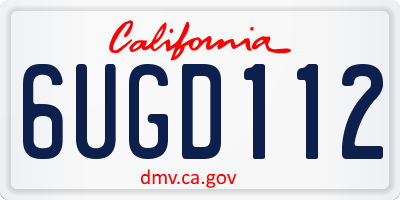 CA license plate 6UGD112