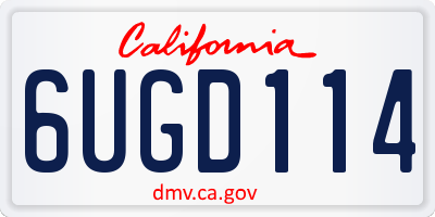CA license plate 6UGD114