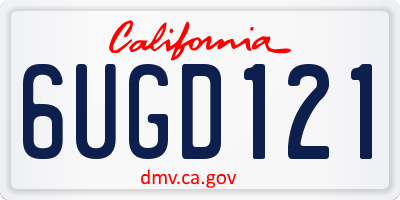 CA license plate 6UGD121