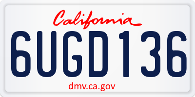 CA license plate 6UGD136