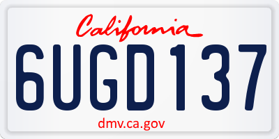 CA license plate 6UGD137