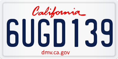 CA license plate 6UGD139