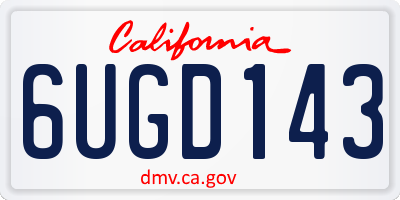 CA license plate 6UGD143