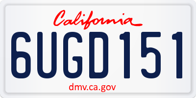 CA license plate 6UGD151