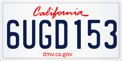 CA license plate 6UGD153