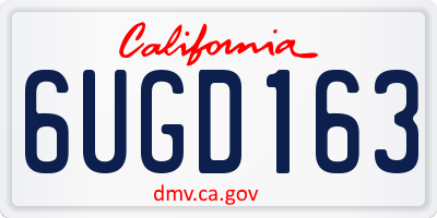 CA license plate 6UGD163