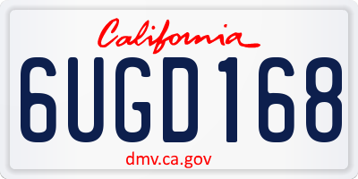 CA license plate 6UGD168