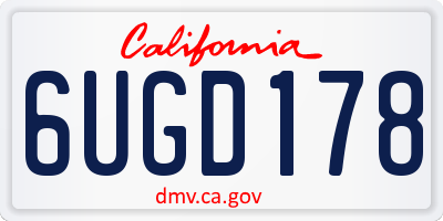 CA license plate 6UGD178