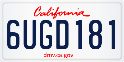 CA license plate 6UGD181