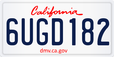 CA license plate 6UGD182