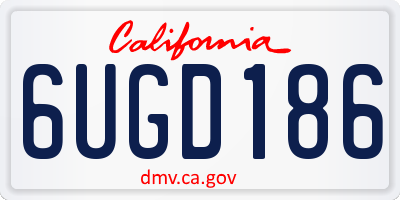 CA license plate 6UGD186