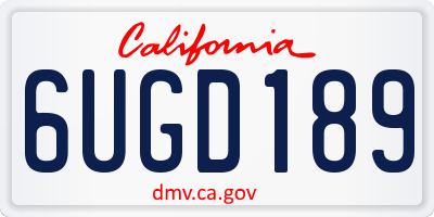 CA license plate 6UGD189