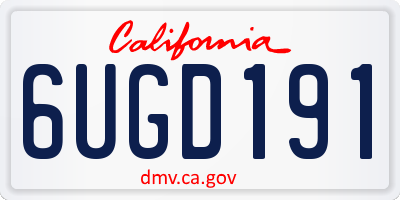 CA license plate 6UGD191