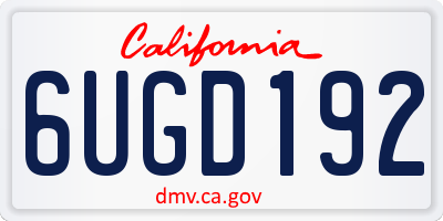 CA license plate 6UGD192