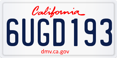 CA license plate 6UGD193