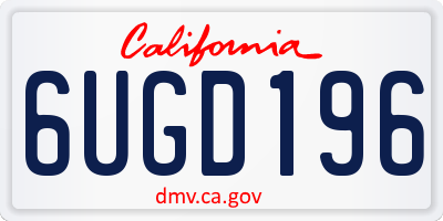 CA license plate 6UGD196
