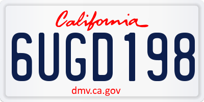 CA license plate 6UGD198