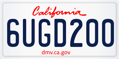 CA license plate 6UGD200