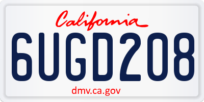CA license plate 6UGD208