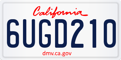 CA license plate 6UGD210