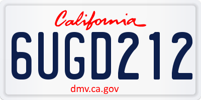 CA license plate 6UGD212