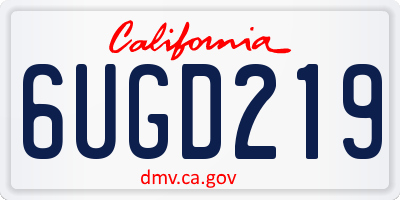 CA license plate 6UGD219