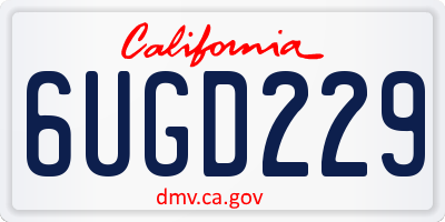 CA license plate 6UGD229