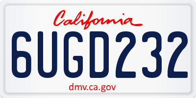 CA license plate 6UGD232