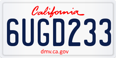 CA license plate 6UGD233