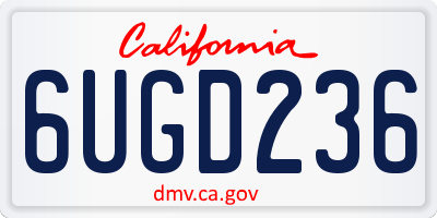 CA license plate 6UGD236