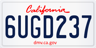 CA license plate 6UGD237