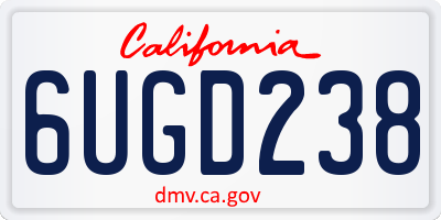 CA license plate 6UGD238